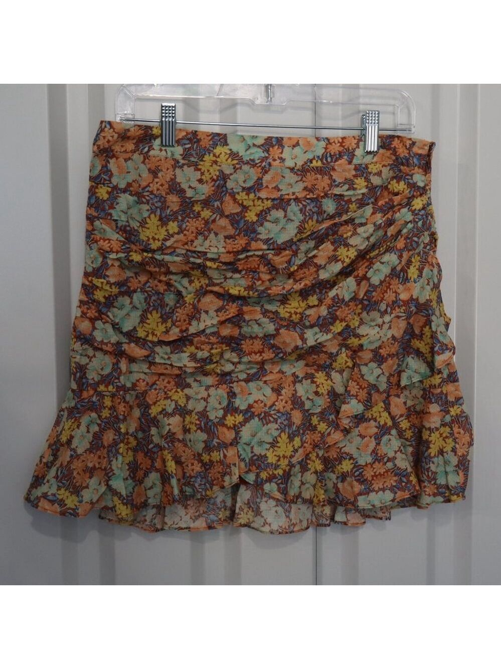 Veronica Beard Womens Lyndsay Mini Skirt Floral Ruffle Pleated Size 10 Girly